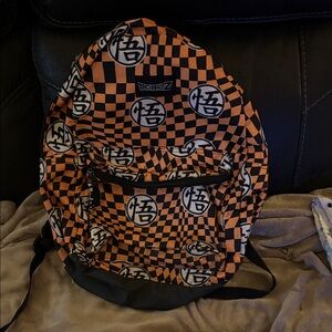 Dragon Ball Z Checkered Backpack - Orange and Black